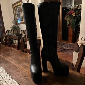 Steve Madden knee black platform boots